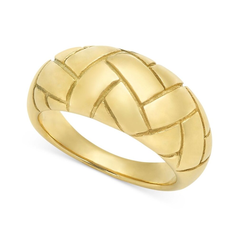 Lola Ade‎ 18k Gold-Plated Stainless Steel Biricki-Etched Ring Size 8